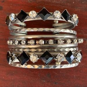 Lucky Star Jewels Silver Layered Bangle Bracelet